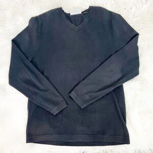 PUBLIC OPINION BLACK LONG SLEEVE V-NECK PULLOVER SWEATER MENS SZ LARGE